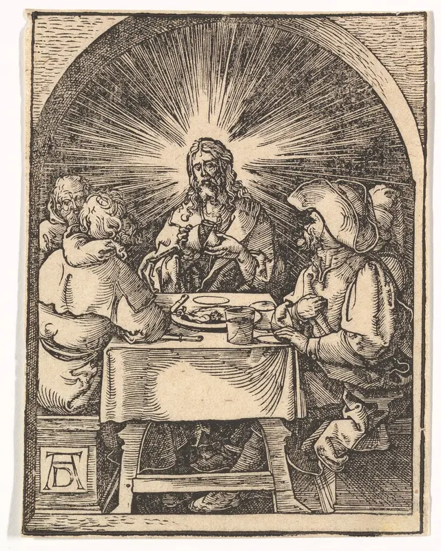 Christ in Emmaus, from "The Small Passion" (copy) Wall Art by Albrecht Dürer - High-Resolution Digital Print
