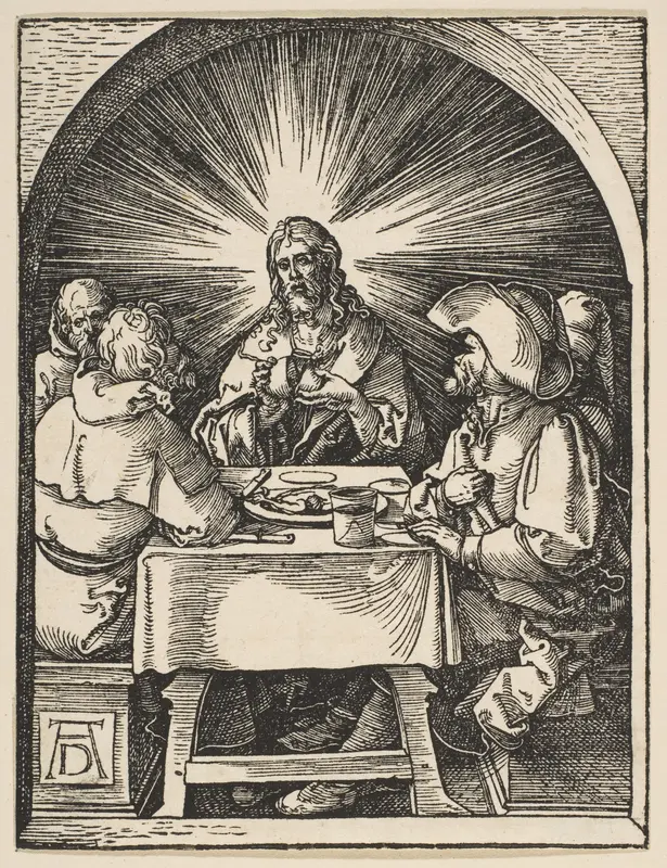 Christ in Emmaus, from "The Small Passion" Wall Art by Albrecht Dürer - High-Resolution Digital Print