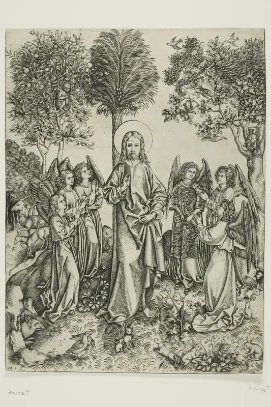 Christ in the Desert with Six Angels Wall Art by Master of the Catherine Wheel - High-Resolution Digital Print