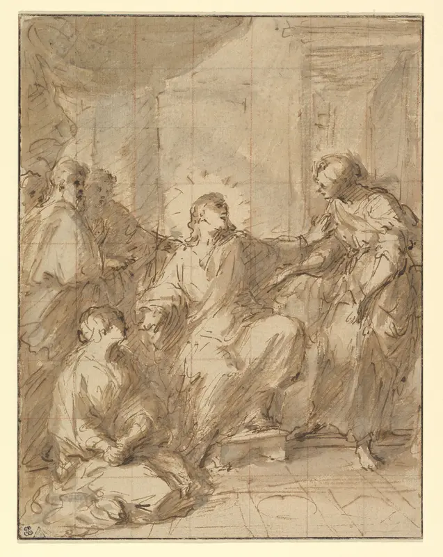 Christ in the House of Martha and Mary Wall Art by Ferdinand Pierre Joseph Ignace Delamonce - High-Resolution Digital Print