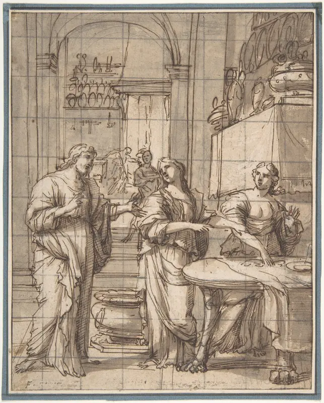 Christ in the House of Martha and Mary Wall Art by François Perrier - High-Resolution Digital Print