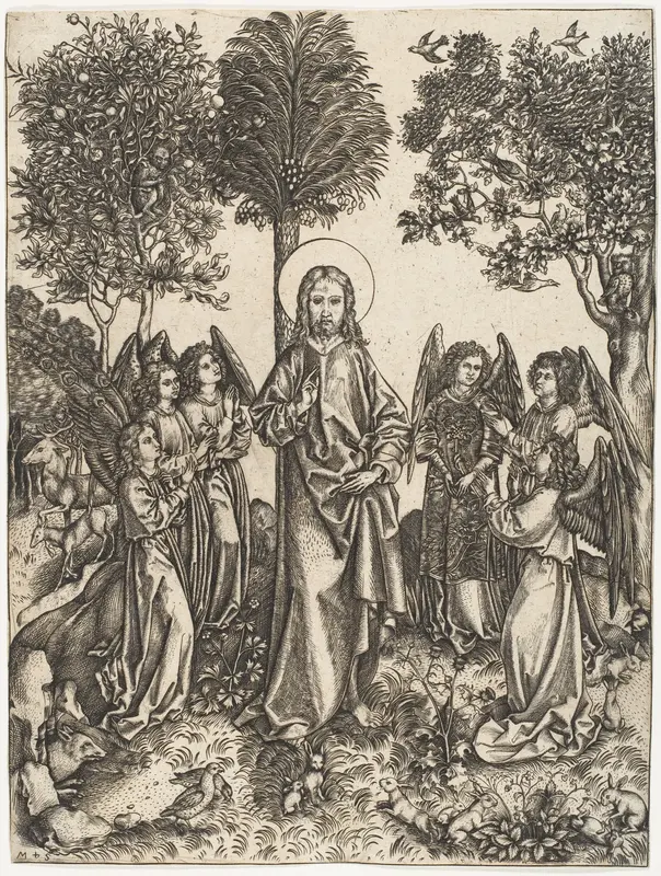 Christ in the Wilderness Served by Angels Wall Art by Master i.e. - High-Resolution Digital Print