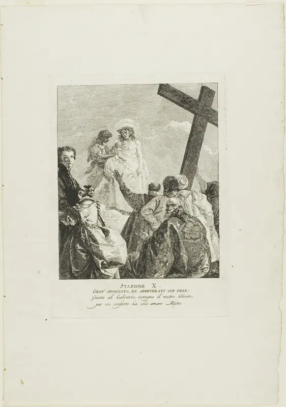 Christ is Stripped of His Garments, plate ten from Stations of the Cross Wall Art by Giovanni Domenico Tiepolo - High-Resolution Digital Print
