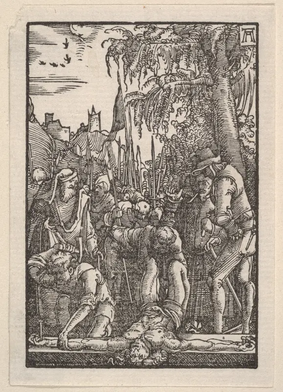 Christ Nailed on the Cross, from "The Fall and Salvation of Mankind Through the Life and Passion of Christ" Wall Art by Albrecht Altdorfer - High-Resolution Digital Print