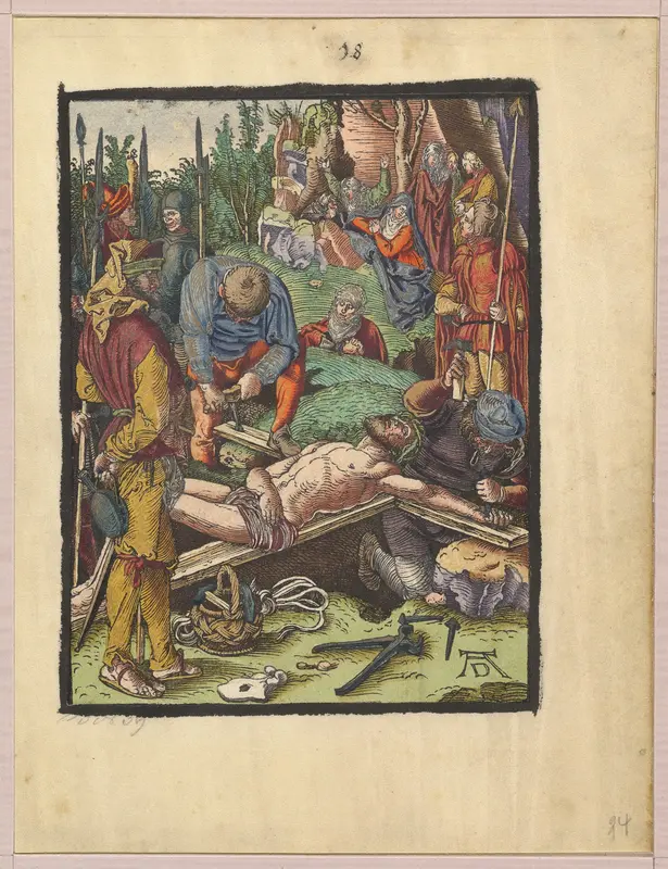 Christ Nailed to the Cross, from "The Small Woodcut Passion" Wall Art by Albrecht Dürer - High-Resolution Digital Print