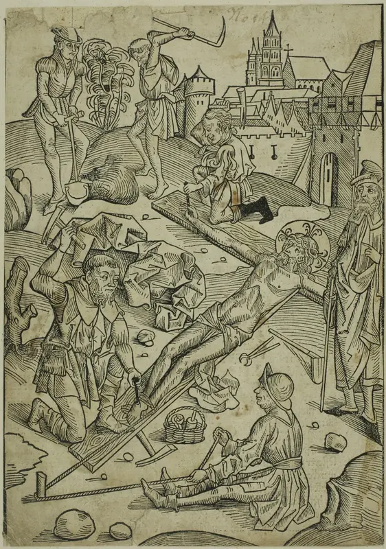 Christ Nailed to the Cross, page 85 from the Treasury (Schatzbehalter) Wall Art by Michel Wolgemut - High-Resolution Digital Print