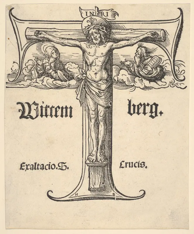 Christ on the Cross Between the Virgin and Moses Wall Art by Hans Burgkmair - High-Resolution Digital Print