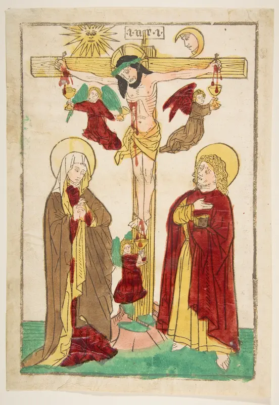 Christ on the Cross with Angels Wall Art by Anonymous, German, 15th century - High-Resolution Digital Print