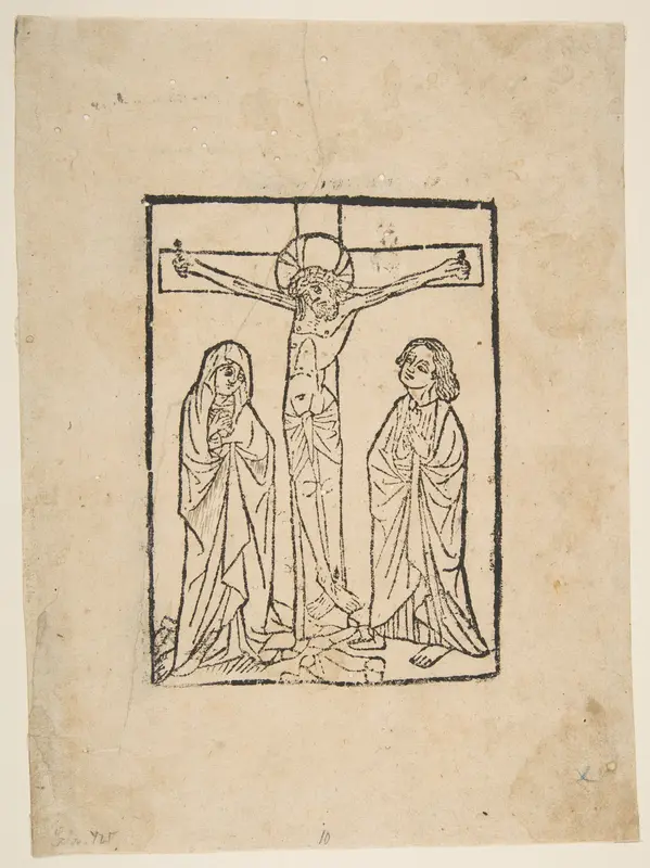 Christ on the Cross, with the Virgin and Saint John Wall Art by Anonymous, 15th century - High-Resolution Digital Print