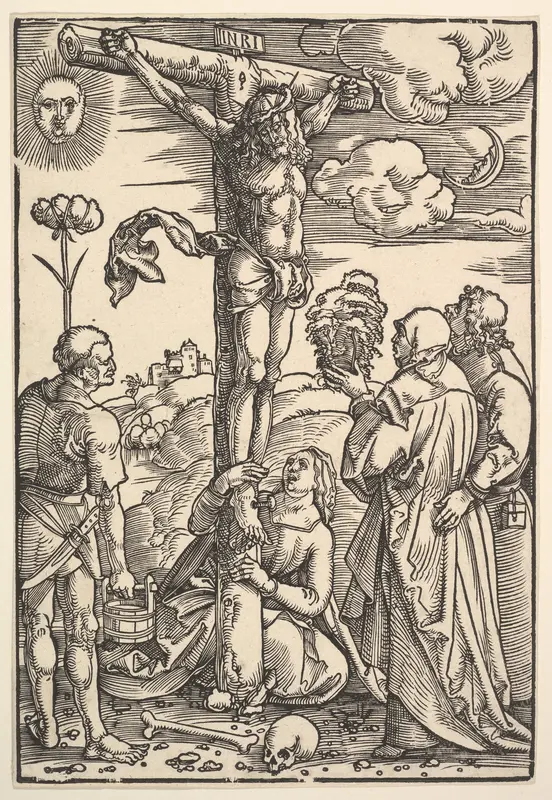 Christ on the Cross with the Virgin and Saints Longinus, Mary Magdalen and John Wall Art by Hans Baldung (called Hans Baldung Grien) - High-Resolution Digital Print
