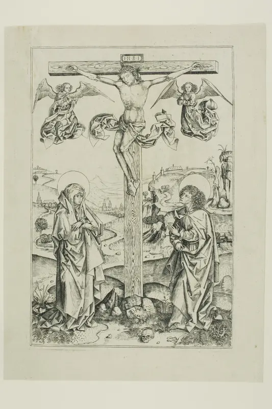 Christ on the Cross With Two Angels Wall Art by Anton Gerbel - High-Resolution Digital Print