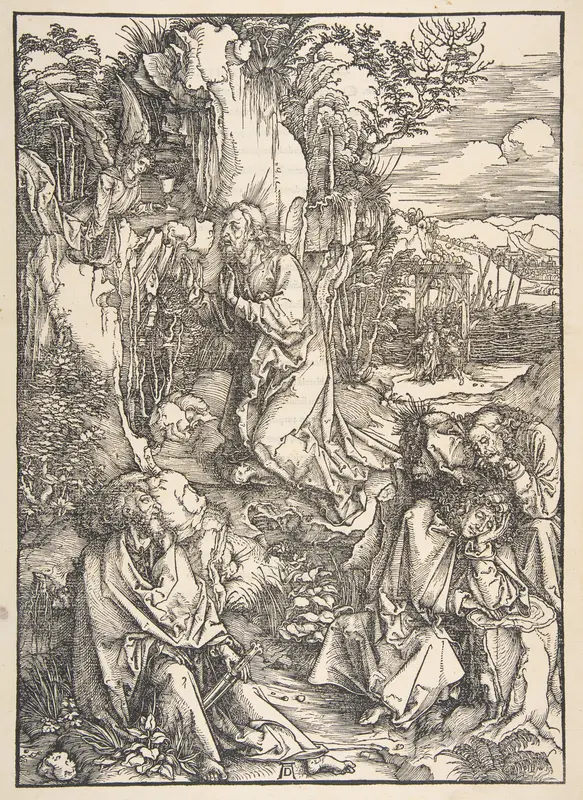 Christ on the Mount of Olives, from "The Large Passion" Wall Art by Albrecht Dürer - High-Resolution Digital Print