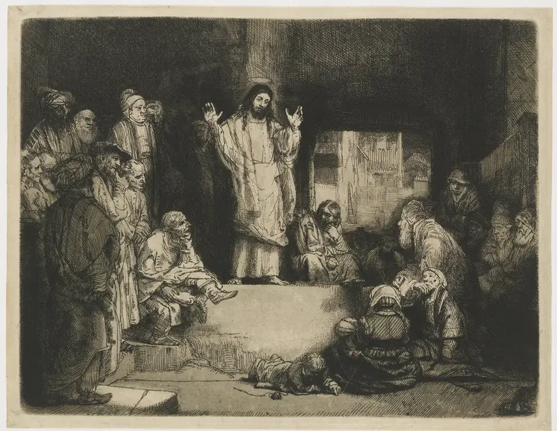 Christ preaching ('La Petite Tombe') Wall Art by Rembrandt van Rijn - High-Resolution Digital Print