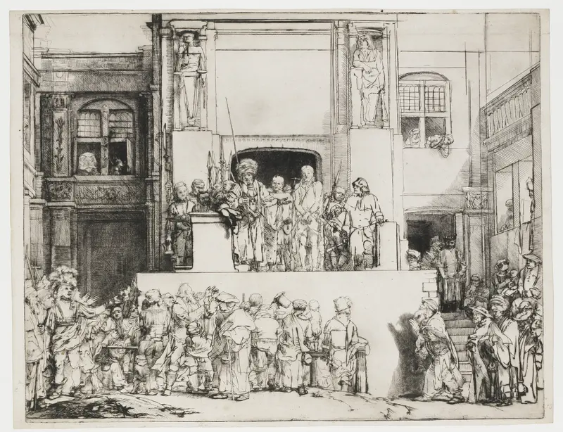 Christ presented to the people: oblong plate Wall Art by Rembrandt van Rijn - High-Resolution Digital Print
