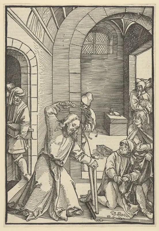 Christ Purifying the Temple, from "Speculum passionis domini nostri Ihesu Christi" Wall Art by Hans Schäufelein - High-Resolution Digital Print
