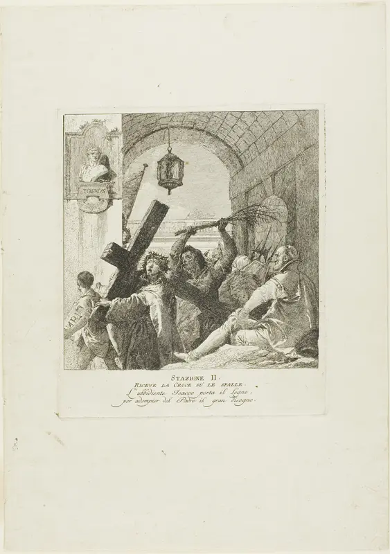 Christ Receives the Cross, plate two from Stations of the Cross Wall Art by Giovanni Domenico Tiepolo - High-Resolution Digital Print