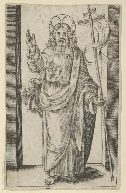 Christ, right hand raised in the gesture of blessing, from "Piccoli Santi" (Small Saints)