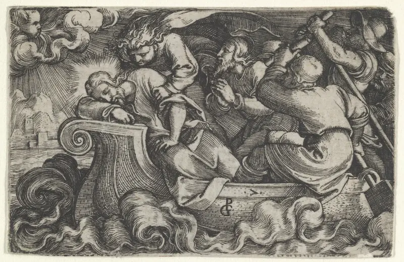 Christ Sleeping During the Storm on Lake Tiberias, from The Story of Christ Wall Art by Georg Pencz - High-Resolution Digital Print