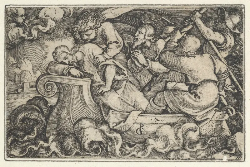 Christ Sleeping During the Storm on Lake Tiberias, from "The Story of Christ" Wall Art by Georg Pencz - High-Resolution Digital Print