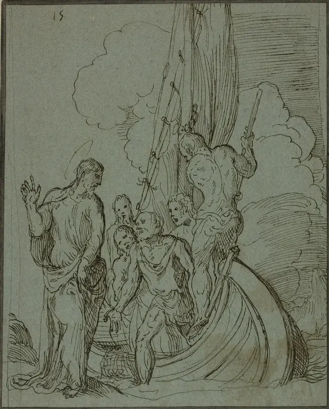 Christ Walking on the Water, Peter Following Wall Art by Domenico Campagnola - High-Resolution Digital Print