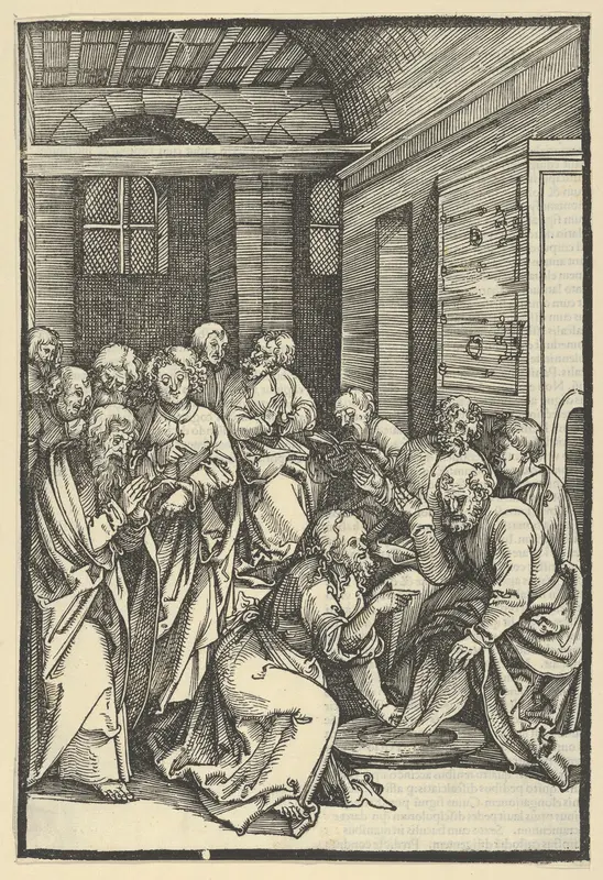 Christ Washing Saint Peter's Feet, from Speculum passionis domini nostri Ihesu Christi Wall Art by Hans Schäufelein - High-Resolution Digital Print