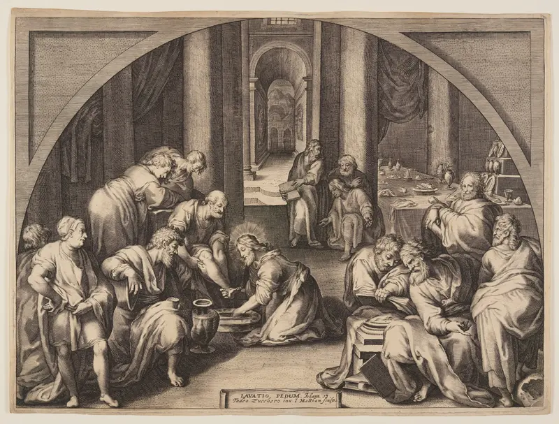 Christ Washing the Feet of the Apostles Wall Art by Jacob Matham - High-Resolution Digital Print