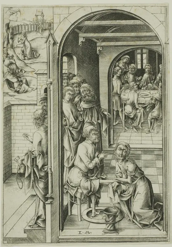 Christ Washing the Feet of the Apostles Wall Art by Israhel van Meckenem, the younger - High-Resolution Digital Print