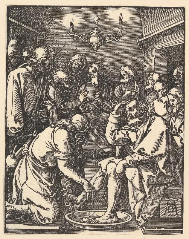 Christ Washing the Feet of the Disciples, from "The Small Passion" Wall Art by Albrecht Dürer - High-Resolution Digital Print