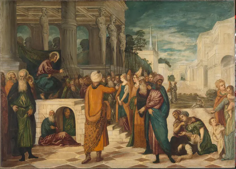 Christ with the Adulterous Woman Wall Art by Jacopo Tintoretto - High-Resolution Digital Print