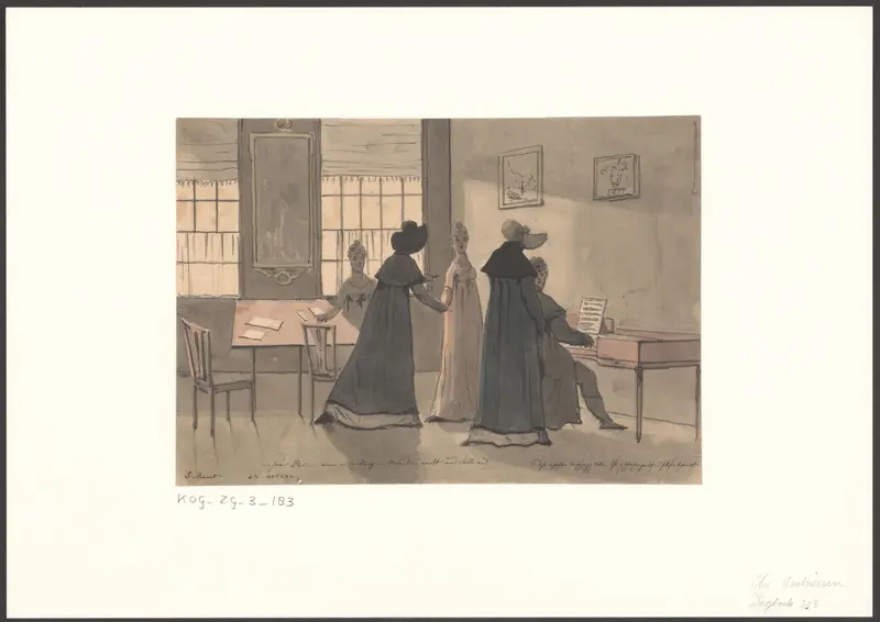Christiaan Andriessen begeleidt vier vrouwen op de fortepiano Wall Art by Christiaan Andriessen - High-Resolution Digital Print