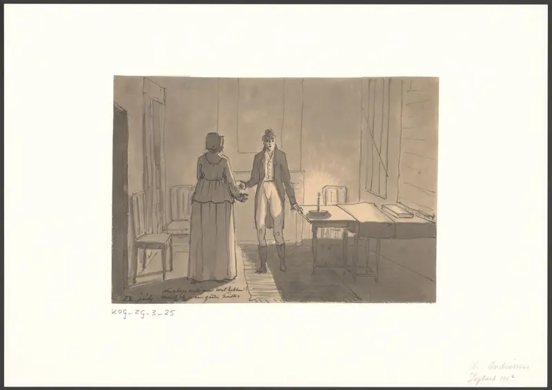 Christiaan Andriessen komt laat thuis en een vrouw wenst hem een goede nacht Wall Art by Christiaan Andriessen - High-Resolution Digital Print