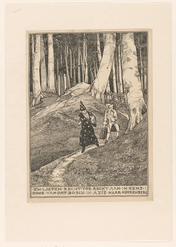 Christiaan Drosselmeier en de sterrenkundige lopen over een bospad Wall Art by Unknown - High-Resolution Digital Print