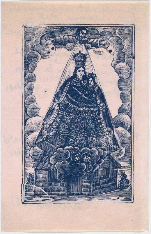 Christmas card from the Charlot's to a Met member of staff, bi-fold with Virgin and Child on front and personal annotations on back with a list of prints the recipient should receive (probably the Met) by Anonymous Mexican Artist - High-Resolution Digital Print