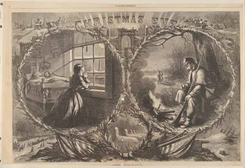Christmas Eve, 1862 (from "Harper's Weekly," vol. 7, pp. 8-9) Wall Art by Thomas Nast - High-Resolution Digital Print