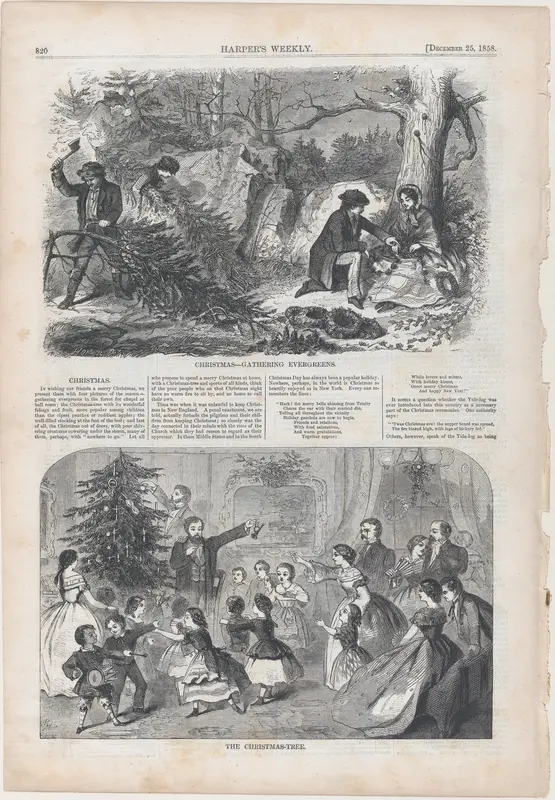 Christmas – Gathering Evergreens (from "Harper's Weekly," Vol. II) Wall Art by Winslow Homer - High-Resolution Digital Print