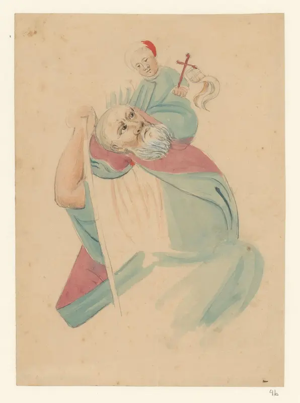 Christoffel van Lycië met Christus op zijn schouder Wall Art by anonymous - High-Resolution Digital Print