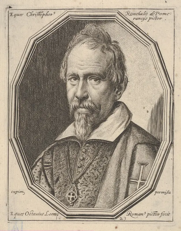 Christoforo Roncalli, called Pomerancio, a bust-length portrait in a twelve-sided frame Wall Art by Ottavio Leoni (Il Padovano) - High-Resolution Digital Print