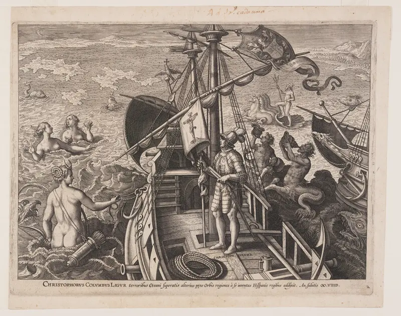 Christopher Columbus on His Ship, from Americae Retectio (The Discovery of America)