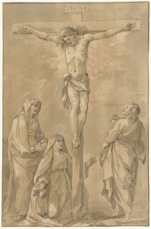 Christus aan het kruis, met Maria, Catharina van Siena en Johannes Wall Art by Francesco Vanni - High-Resolution Digital Print