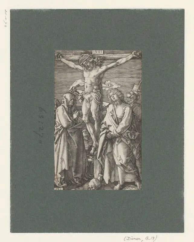 Christus aan het kruis met Maria en Johannes de Evangelist Wall Art by Unknown - High-Resolution Digital Print