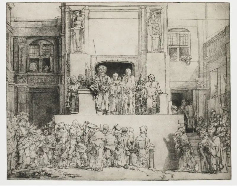 Christus aan het volk getoond: liggende plaat Wall Art by Rembrandt van Rijn - High-Resolution Digital Print