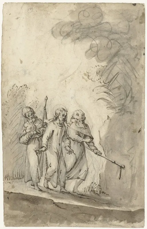 Christus en de discipelen op pad naar Emmaus Wall Art by anonymous - High-Resolution Digital Print