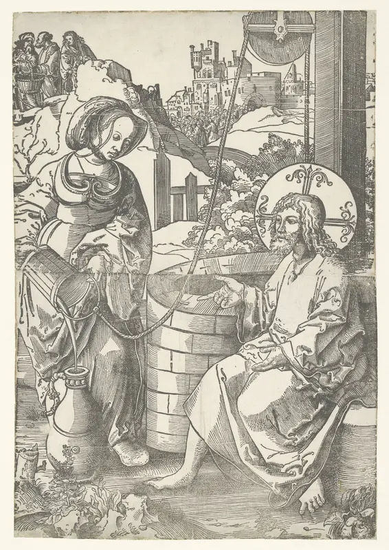 Christus en de Samaritaanse vrouw Wall Art by Lucas van Leyden - High-Resolution Digital Print