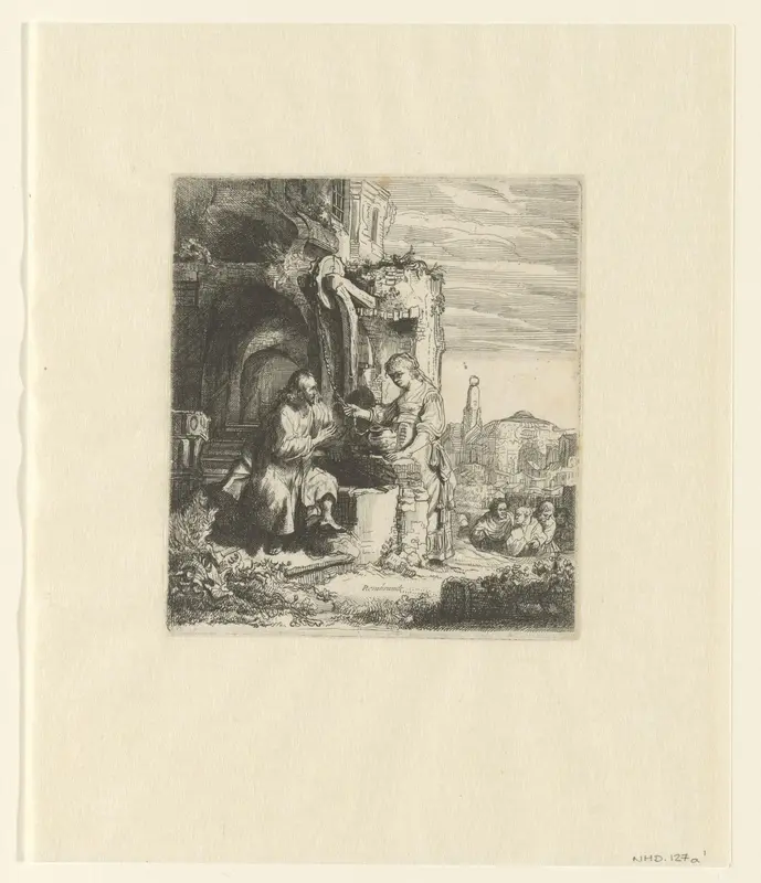 Christus en de Samaritaanse vrouw: tussen ruïnes Wall Art by Cornelis Danckerts (I) - High-Resolution Digital Print