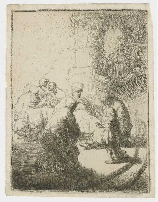 Christus en de schriftgeleerden: kleine plaat Wall Art by Rembrandt van Rijn - High-Resolution Digital Print