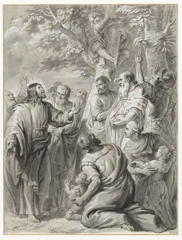 Christus en Zacheüs Wall Art by Erasmus Quellinus (II) - High-Resolution Digital Print