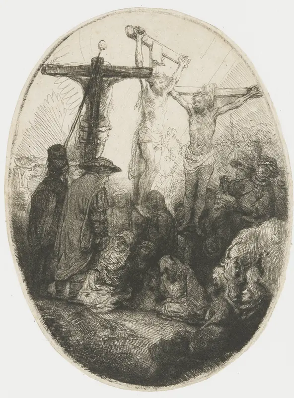 Christus gekruisigd tussen de twee moordenaars Wall Art by Rembrandt van Rijn - High-Resolution Digital Print