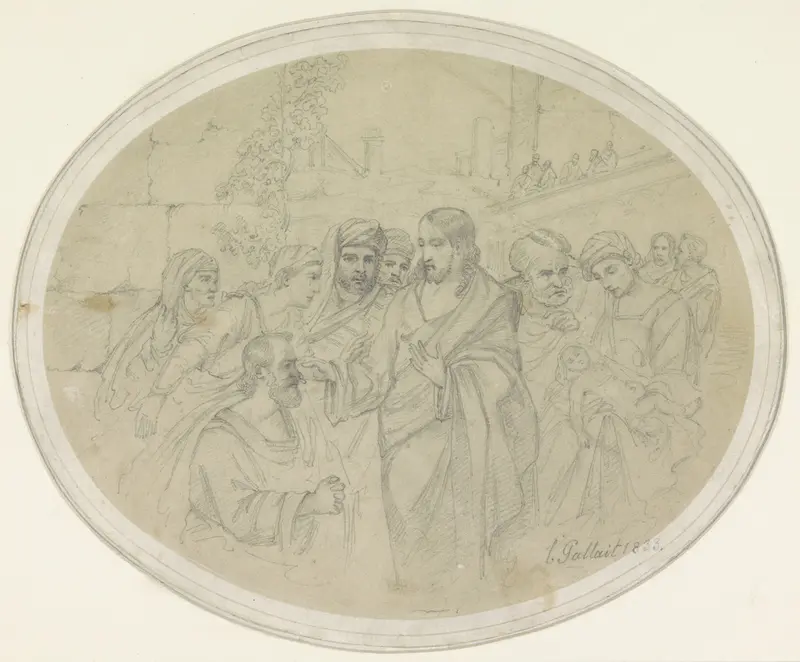 Christus geneest een blinde Wall Art by Louis Gallait - High-Resolution Digital Print