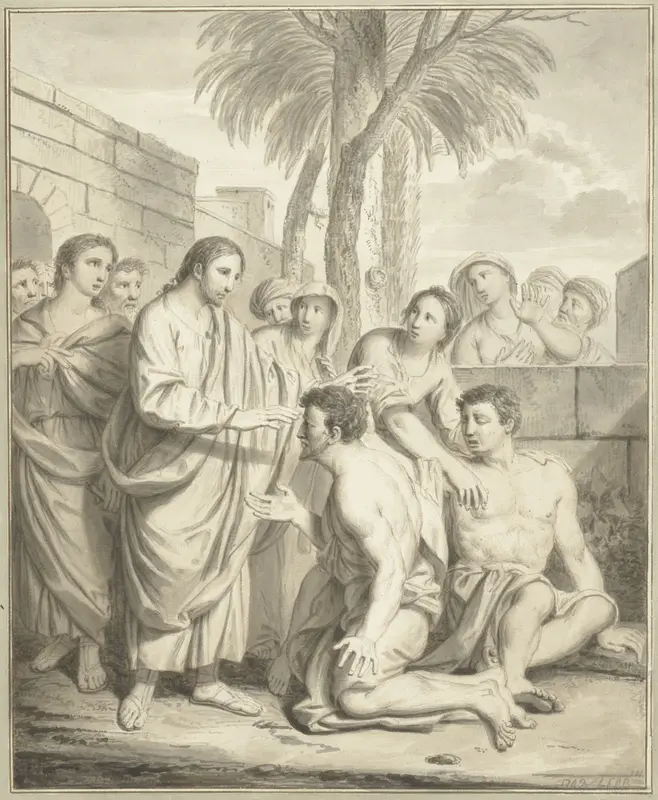 Christus geneest twee blinden Wall Art by Louis Fabritius Dubourg - High-Resolution Digital Print