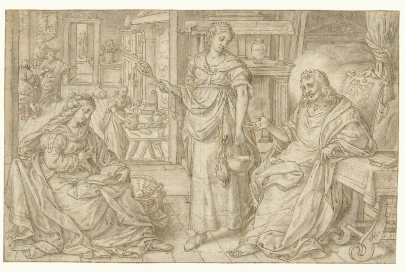 Christus in het huis van Marta en Maria Wall Art by Marcus Gheeraerts (I) - High-Resolution Digital Print
